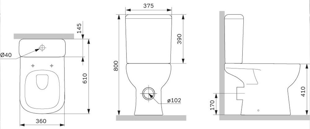 AM.PM Sunny AquaSpin (CLA8900SC) Габаритні розміри