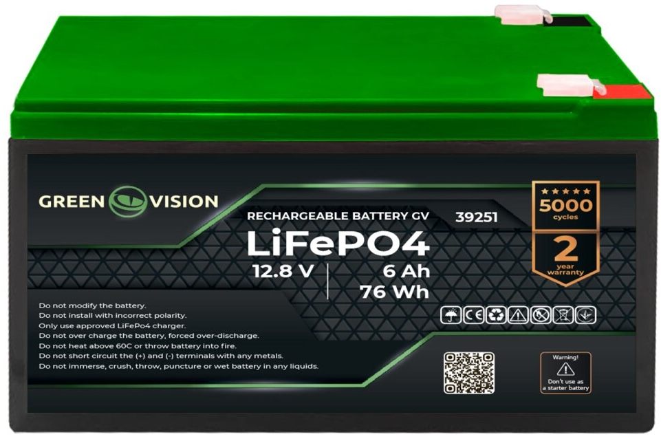Аккумулятор GreenVision GV LiFePO4 12,8V - 6Ah, 76Wh (39251)