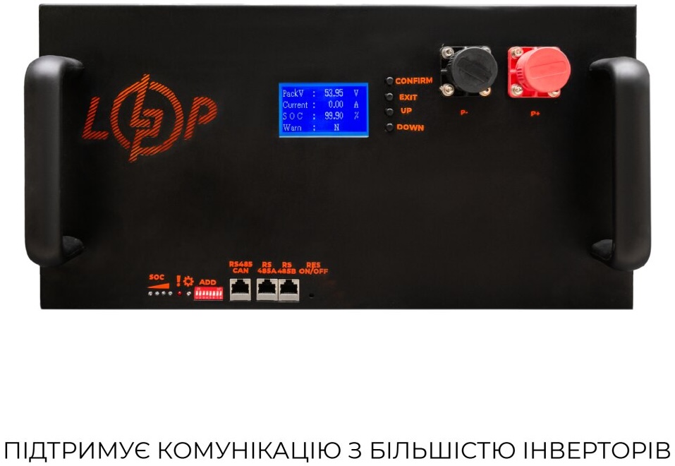 Аккумулятор LogicPower LP LiFePO4 51,2V - 230 Ah, 11776Wh, Smart BMS 200A/100A, LCD, RM, металл (23628) цена 112500 грн - фотография 2