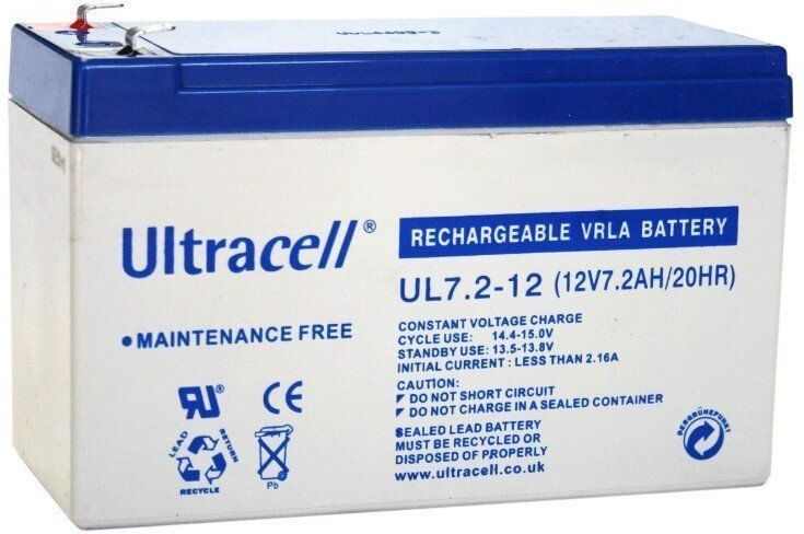 Акумулятор Ultracell UL7.2-12 AGM, 12V 7,2 Ah, White Q8/420