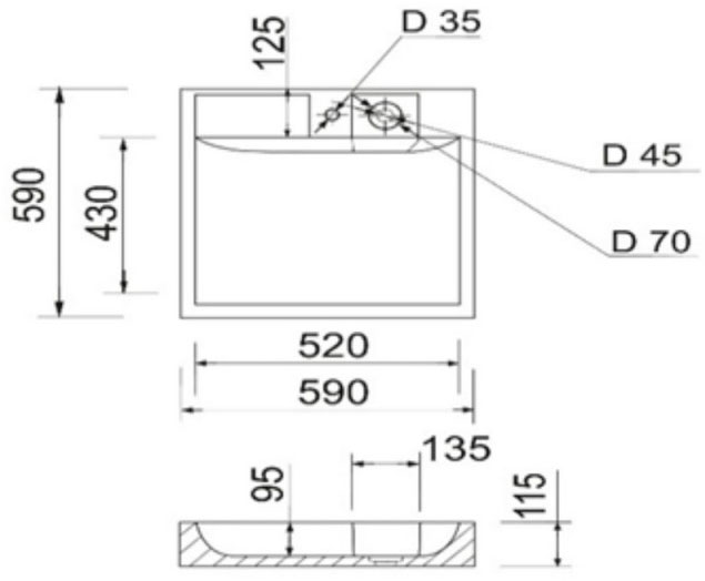 Q-Tap Arvin White (QTARV2365WHI48575) Габаритні розміри