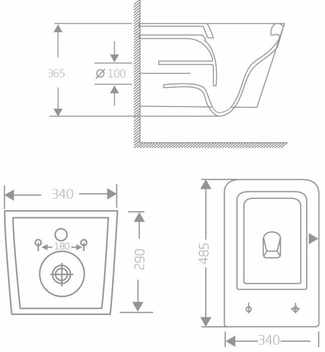 Q-Tap Crow Ultra Quiet, Matt Black (QT05335171MB) Габаритные размеры
