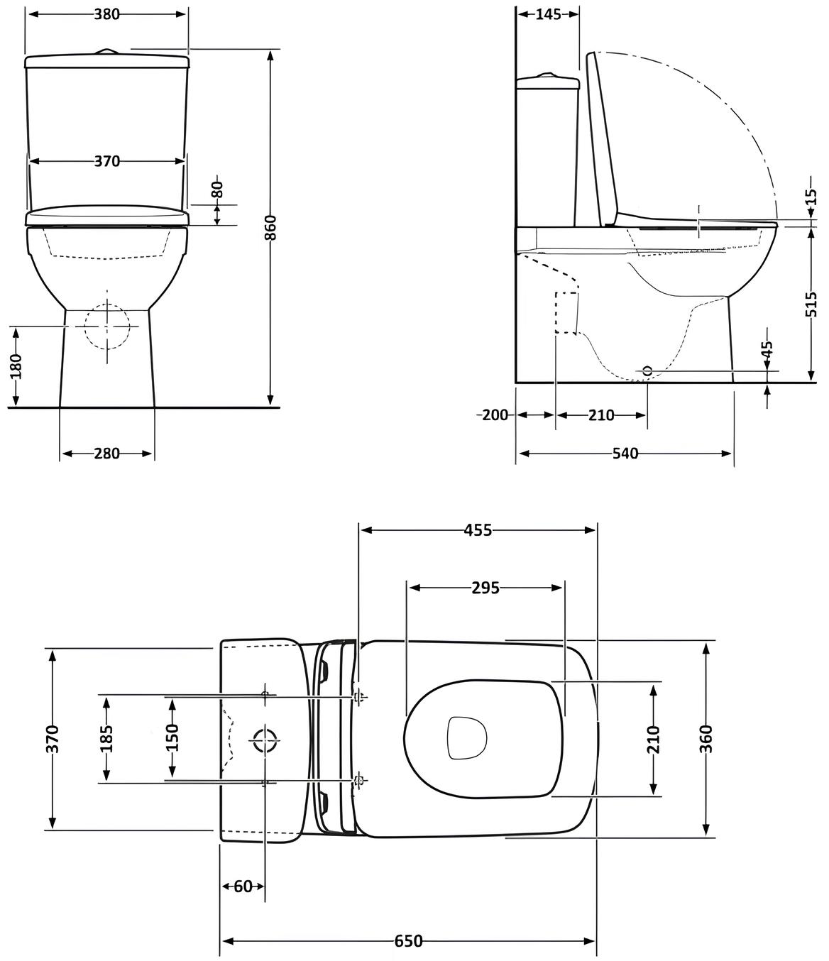 Q-Tap Crow Eco Rimless (QTCRO27W48750) Габаритні розміри