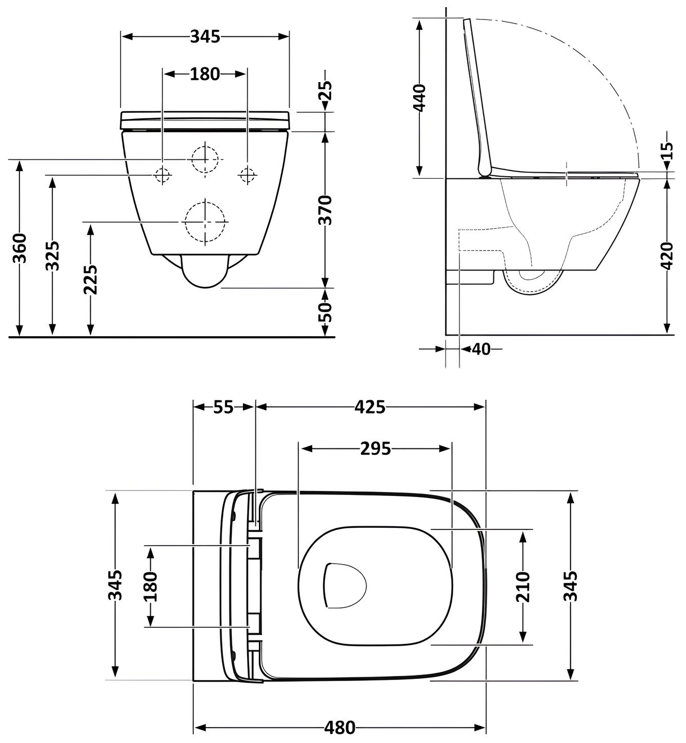Q-Tap Tern New Ultra Quiet, Matt Black (QT17332303ASMB) Габаритні розміри