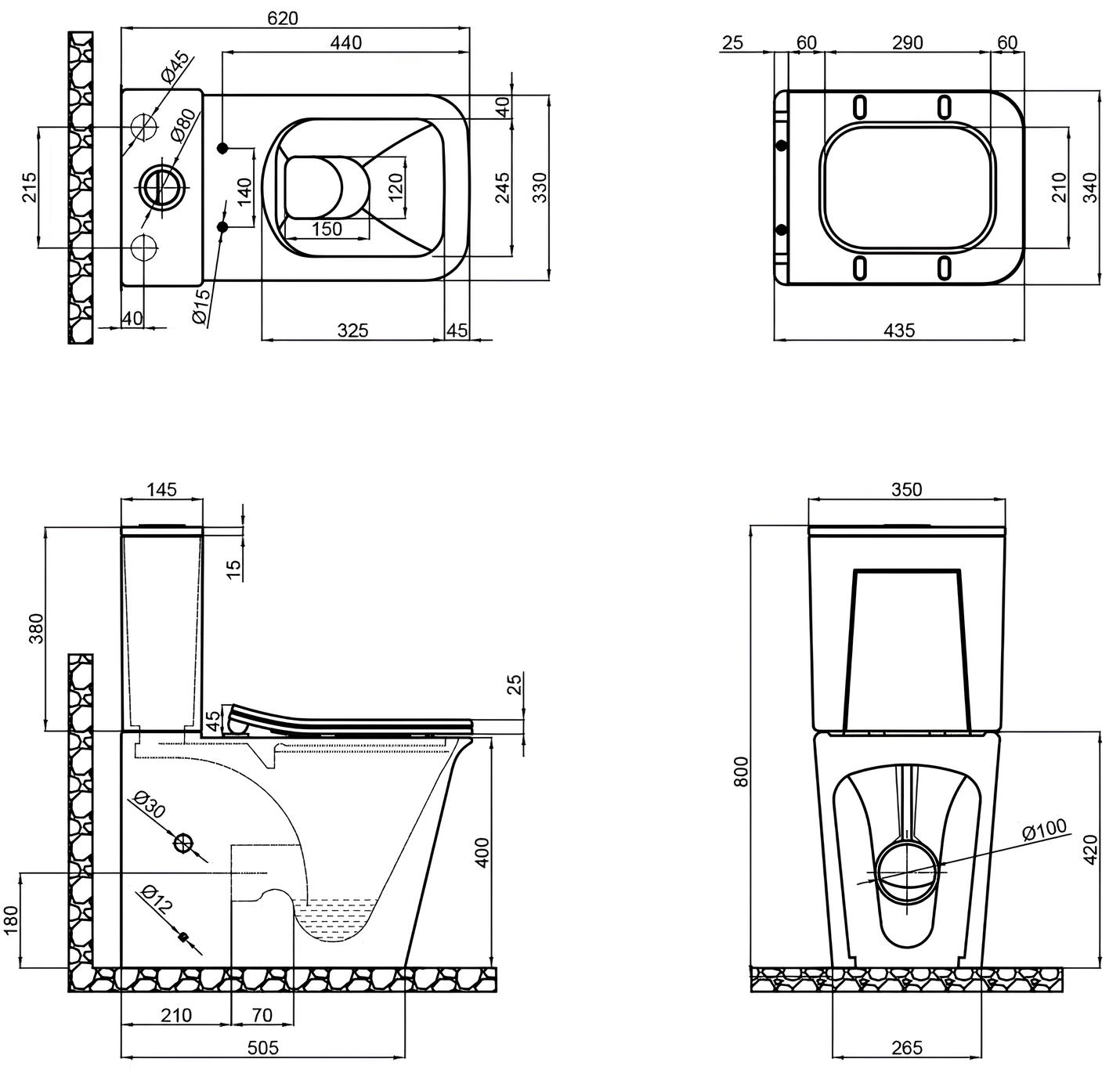 Q-Tap Nando (QT12221222AW2) Габаритні розміри