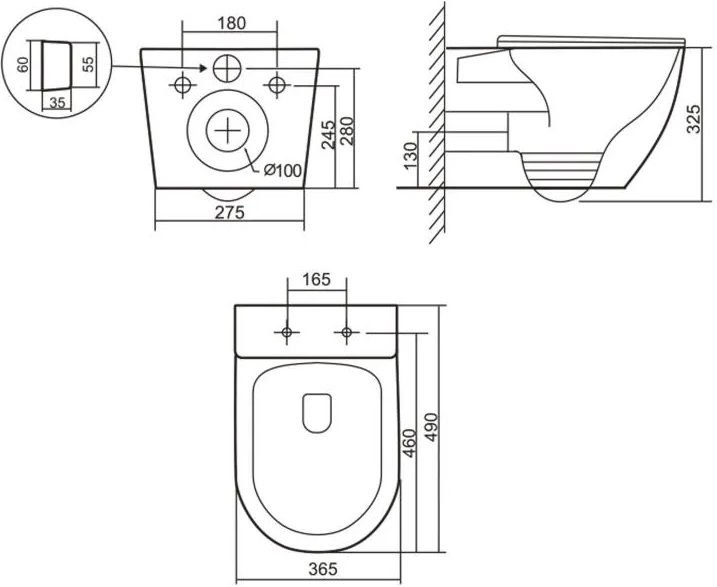 Q-Tap Robin Ultra Quiet, Marble (QT13332381ASMR) Габаритні розміри