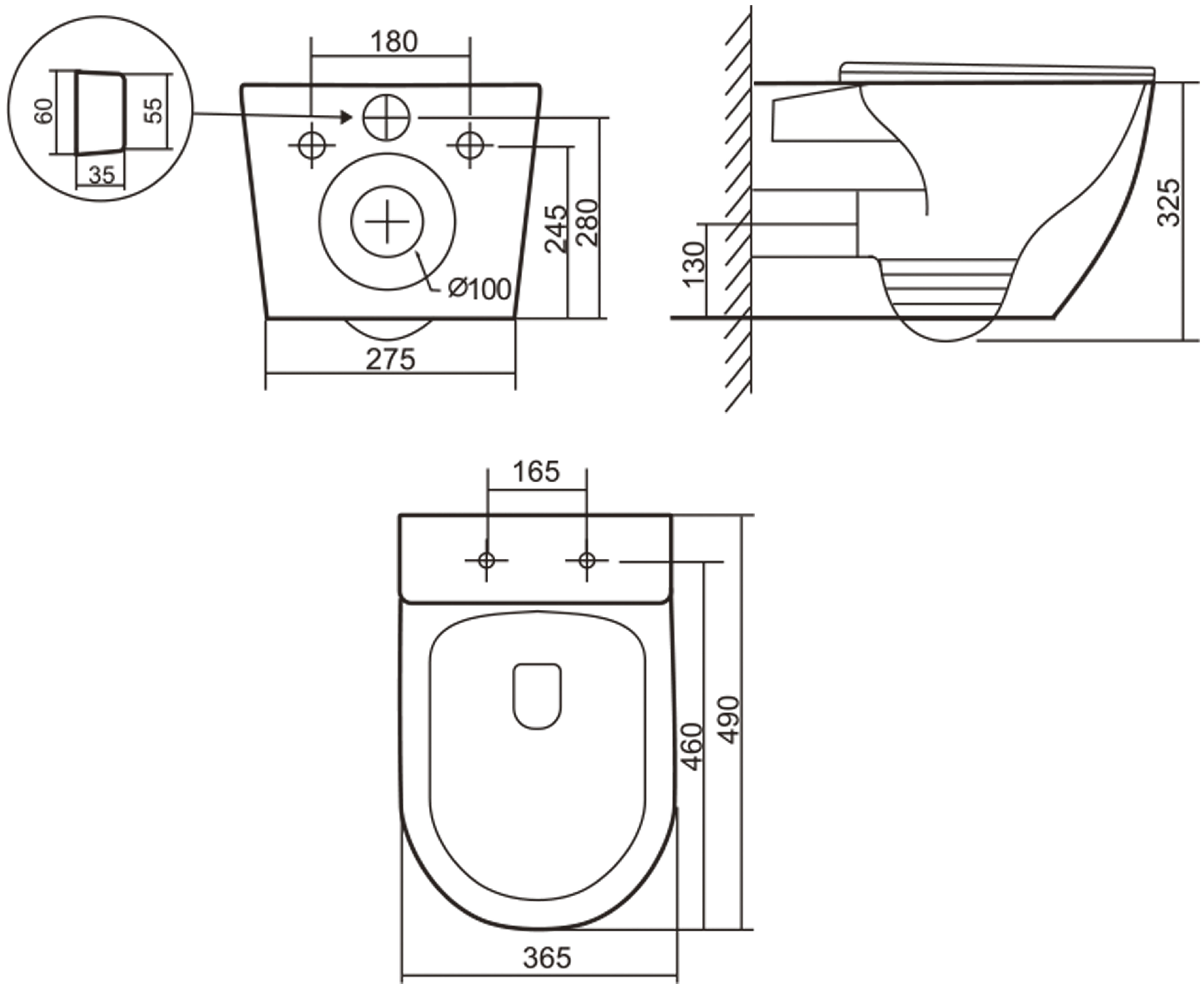 Q-Tap Robin Ultra Quiet, Anthracite (QT13332381ASAN) Габаритные размеры