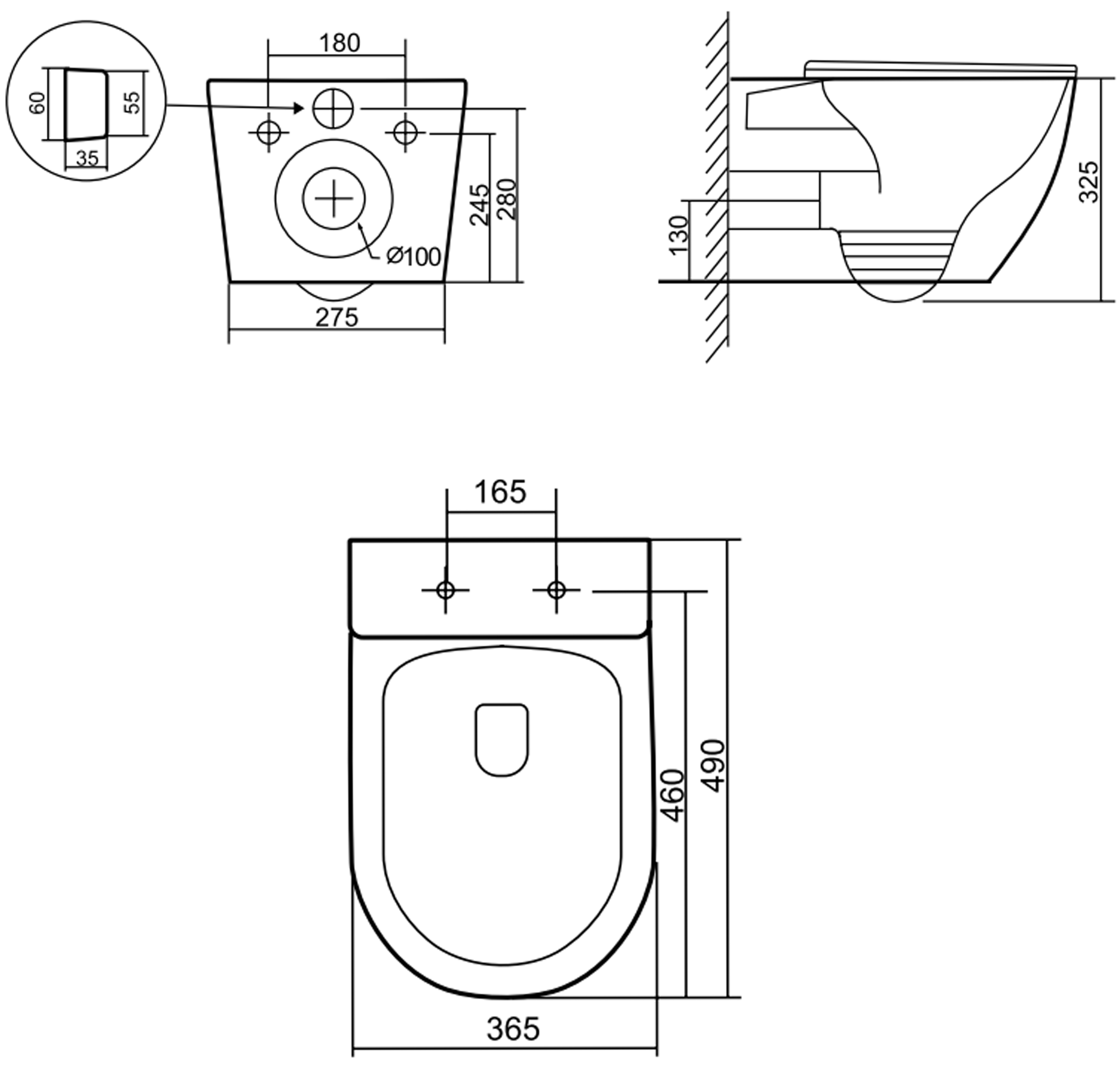 Q-Tap Robin New Ultra Quiet, Matt Black (QT13332381ASMB) Габаритні розміри