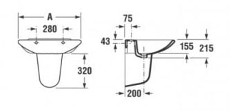 Roca Sidney 337381005 Габаритные размеры