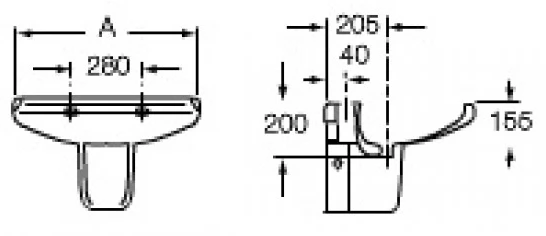 Roca Dama 335322005 Габаритные размеры