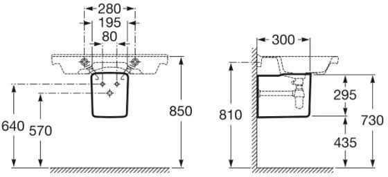 Roca Gap A337471000 Габаритные размеры