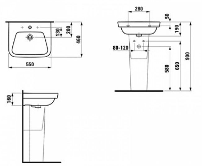 Laufen Moderna Plus H8195430000001 Габаритні розміри