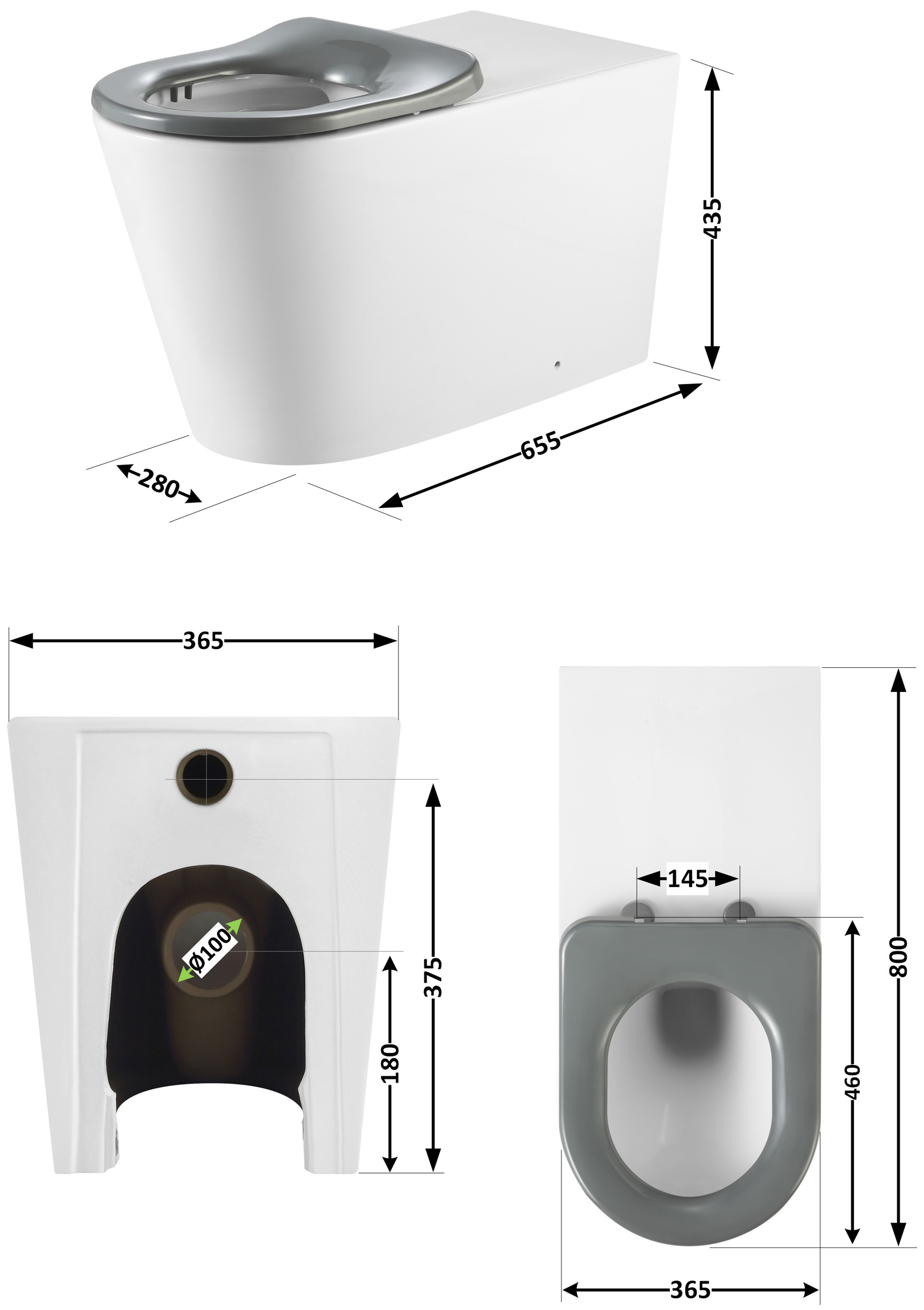 Q-Tap Freedom (QT22223368W) Габаритні розміри