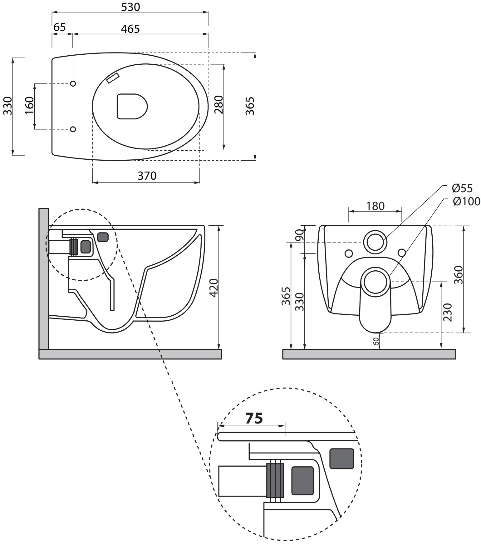 SDR Bull MWK1, Panna (MWWCSBLV+MWCWBLRF) Габаритные размеры