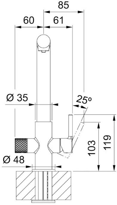 Franke Lina L Clear Water 2.0, чорний матовий (120.0730.802) Габаритні розміри