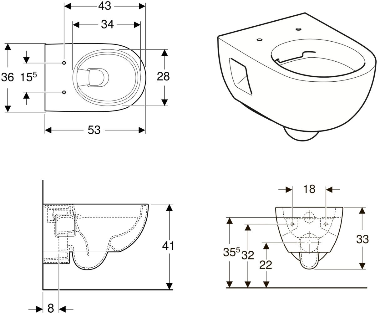 Geberit Selnova (501.545.01.1_500.335.01.1) Габаритные размеры