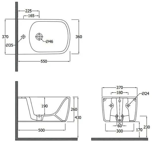 Kludi Resa S White 27BIW0143 Габаритные размеры