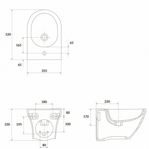 Cersanit Larga EW (K120-006/CCBW1001677797) Габаритные размеры
