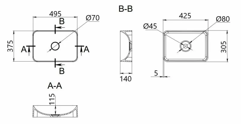 Q-Tap Robin Marble (QT04116302MR) Габаритні розміри