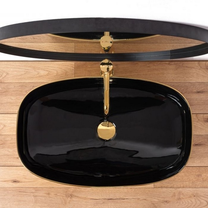 в продажу Умивальник Rea Rich 38,5x60,5 black/gold (REA-U9600) - фото 3