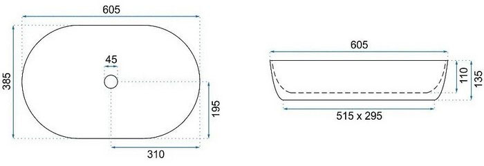 Rea Rich 38,5x60,5 black/gold (REA-U9600) Габаритні розміри