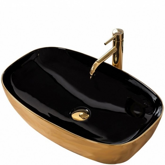 Умивальник Rea Rich 38,5x60,5 black/gold (REA-U9600)