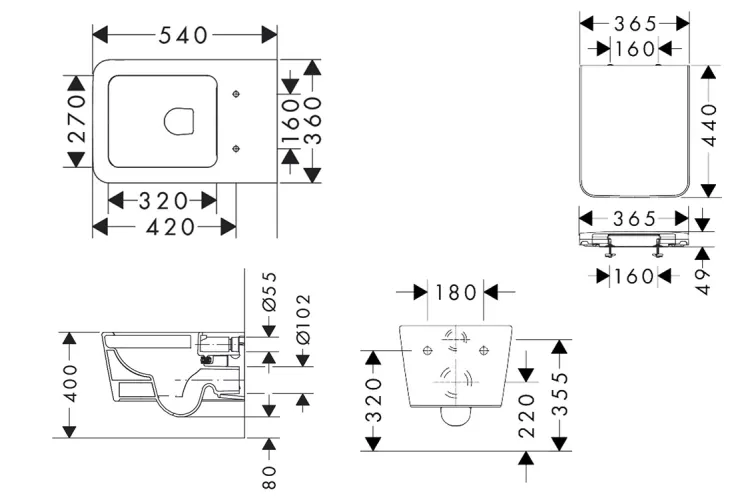 Hansgrohe iFrame + EluPura Q (60301100) Габаритные размеры