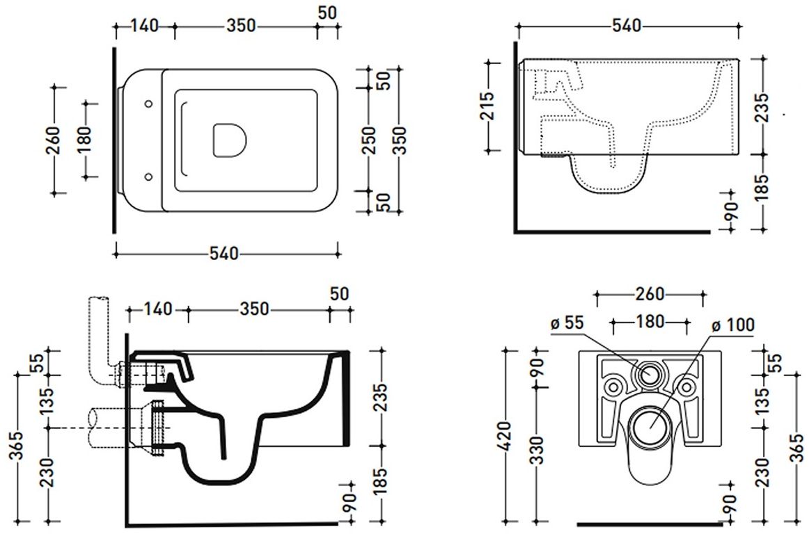 Flaminia Nile NL118G, Carbone (NL118GCAR) Габаритні розміри