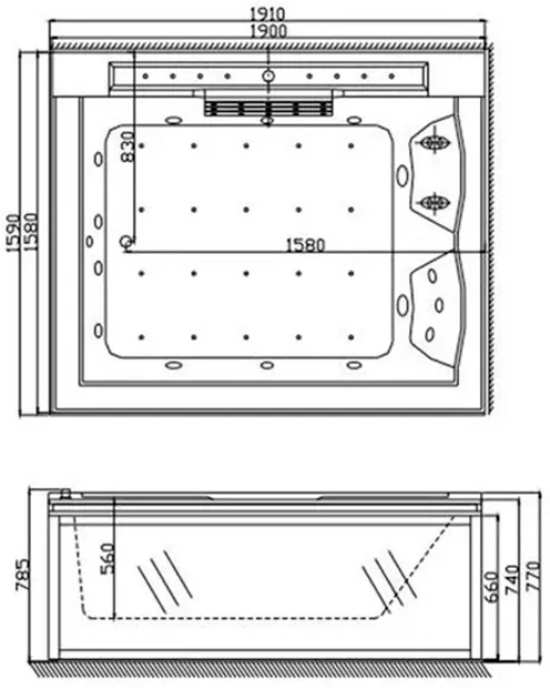Golston G-U2607R 1910x1590x770 мм (GU260702) Габаритні розміри