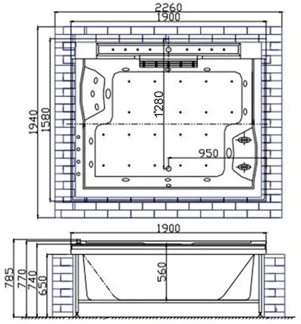 Golston G-U2606 1910x1590x770 мм (GU260604) Габаритні розміри