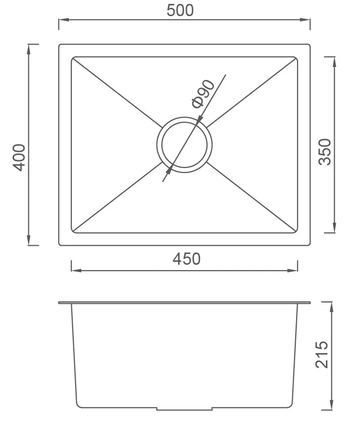 Gappo GS5040-6 500x400 мм Габаритні розміри