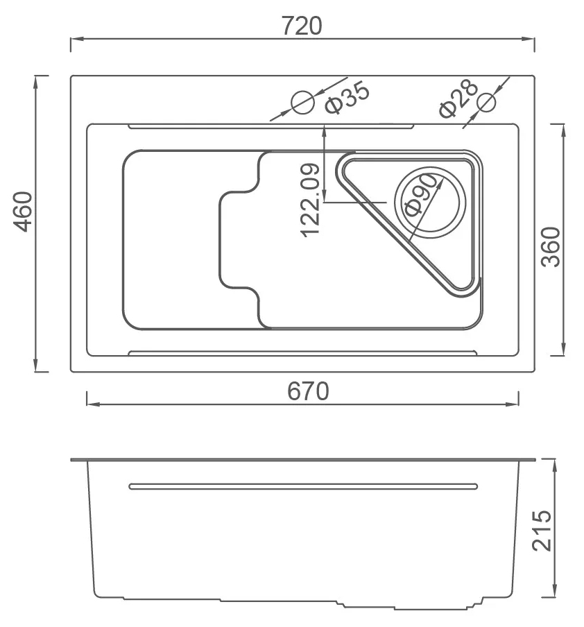 Gappo GS7246-6 720x460 мм Габаритні розміри