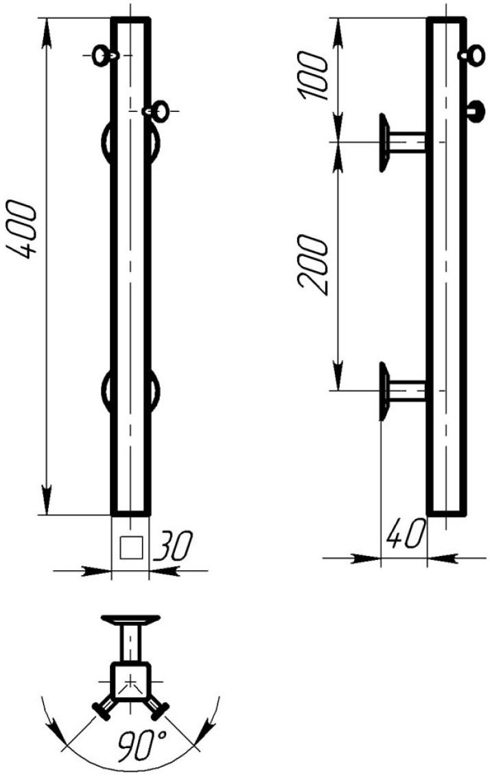 Deffi Holly 30x400 Е, Хром, JD04 (C.MB.40.30.E.C.U.2) Габаритные размеры