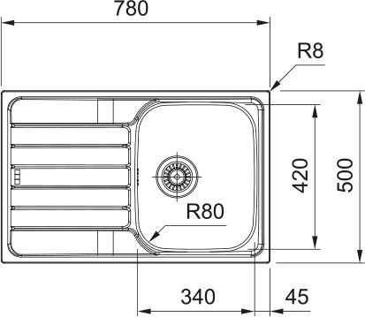 Franke Spark SKL 611-78 (101.0716.715) Габаритні розміри