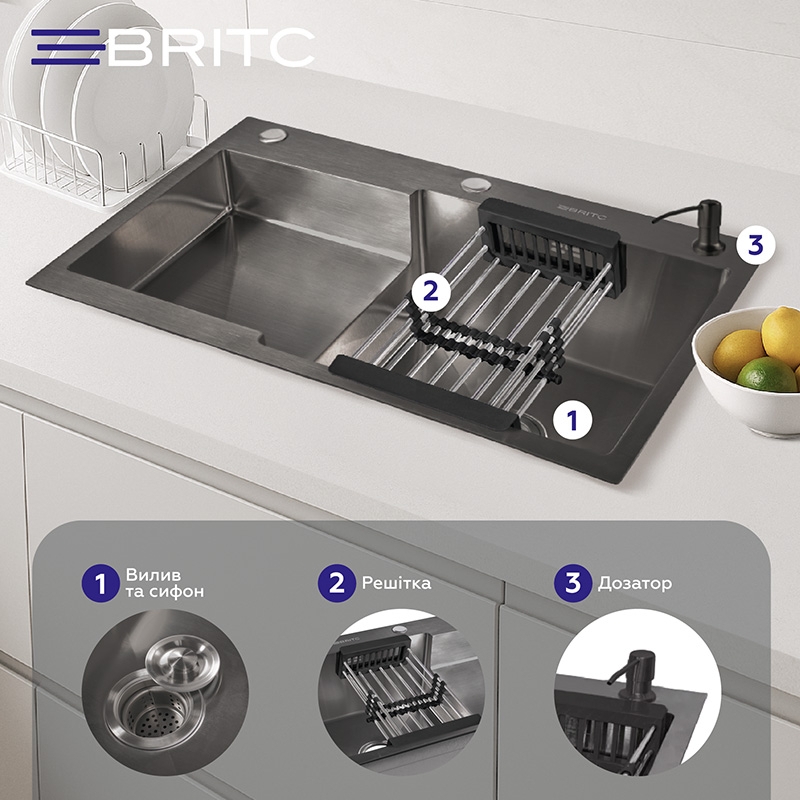 Кухонна мийка Britc HM HS7848RB-B чорна відгуки - зображення 5