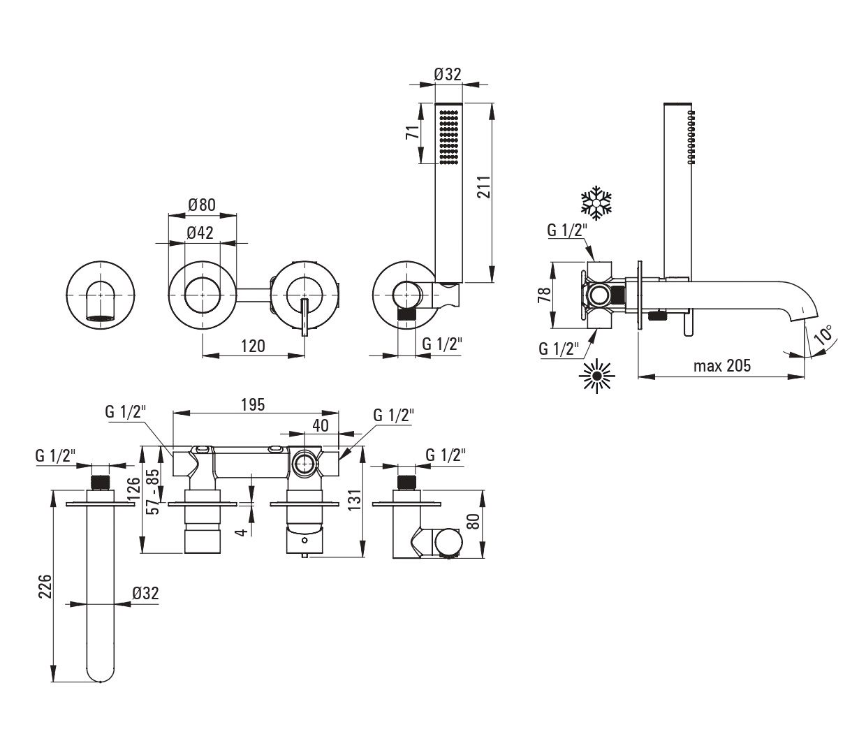 Deante Silia BQS_R18P Габаритные размеры