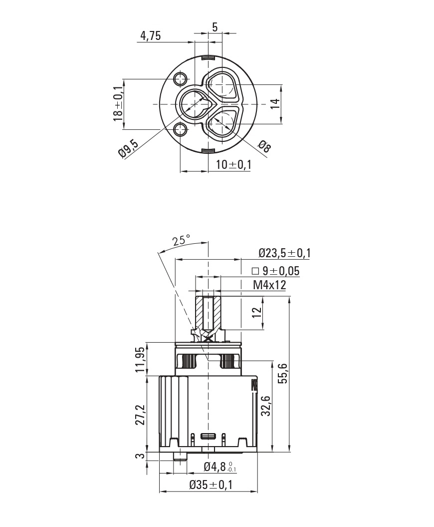 Deante Silia BQS_R18P Габаритные размеры