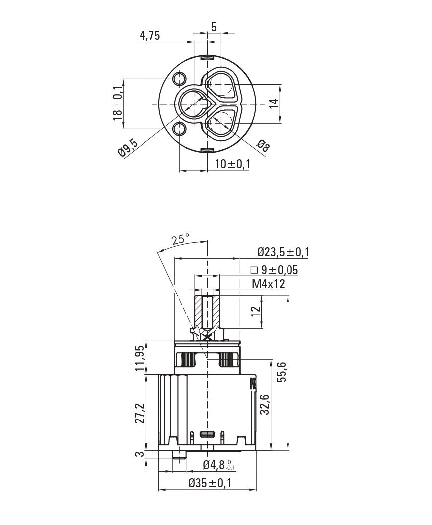 Deante Silia BQS_F18P Габаритні розміри