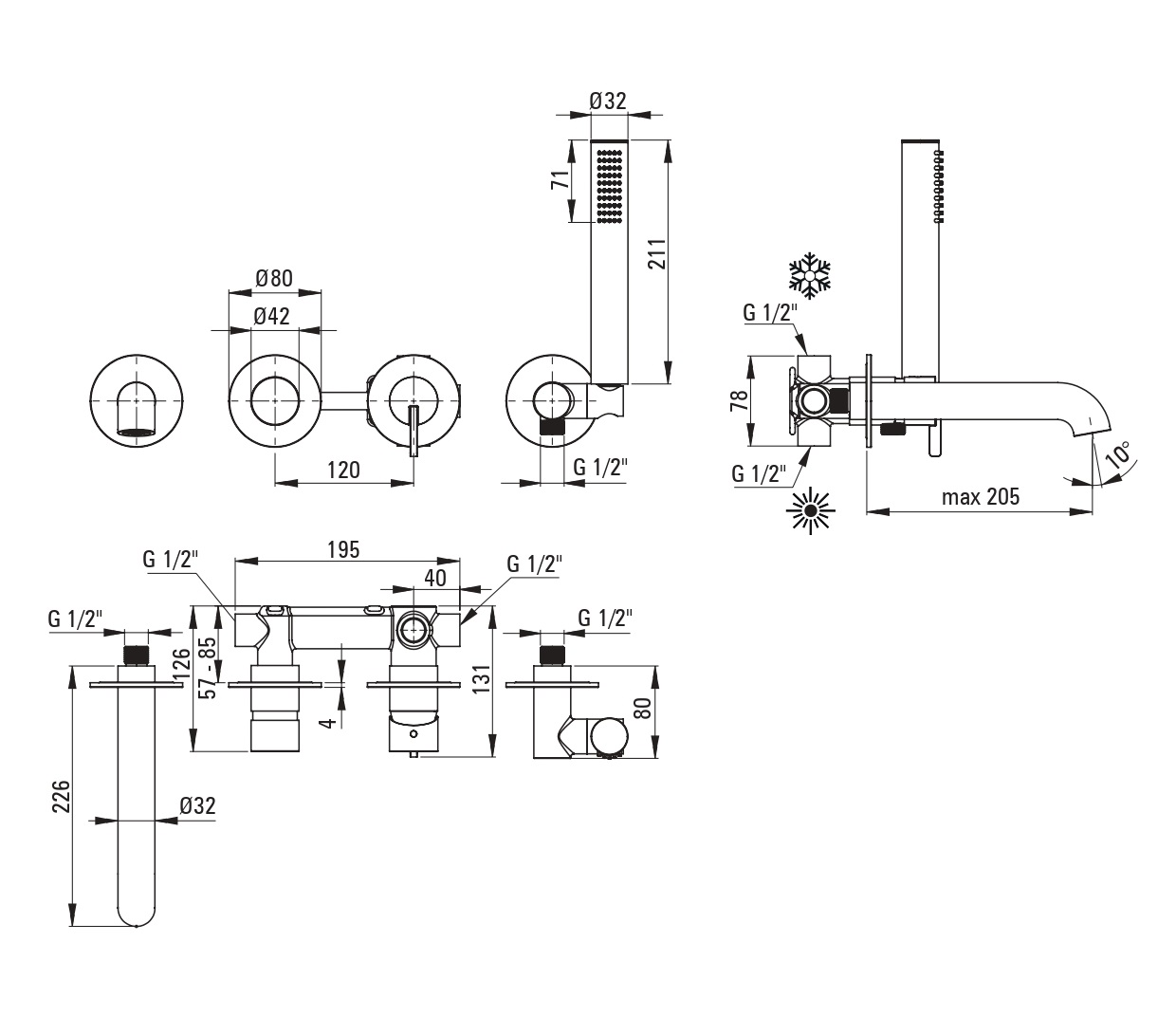 Deante Silia BQS_D18P Габаритні розміри