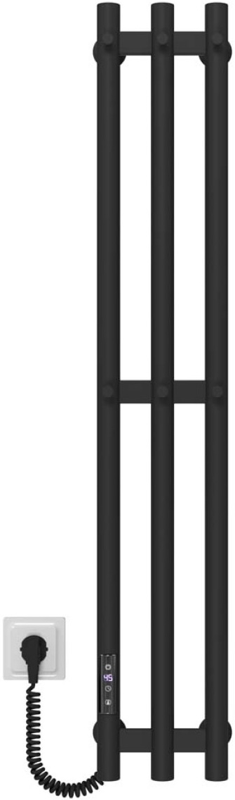 Полотенцесушитель Deffi Zara П3 140x1000 E, Черный, JD03, Левое подключение (A.CL.100.14.3.E.B.L.1)