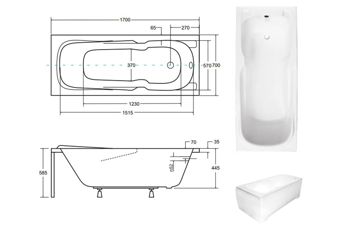 Ванна Besco Majka Nova 170x70 (WAM-170-PK) ціна 10073 грн - фотографія 2