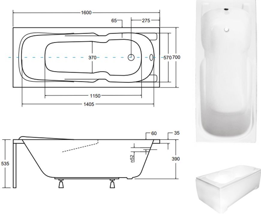 Besco Majka Nova 160x70 (WAM-160-PK) Габаритні розміри