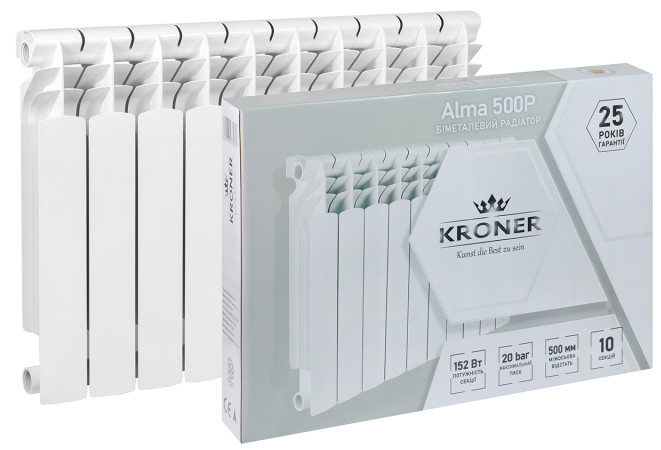 Радіатор для опалення Kroner Alma 500P 500x800x100 мм (10 секцій) відгуки - зображення 5