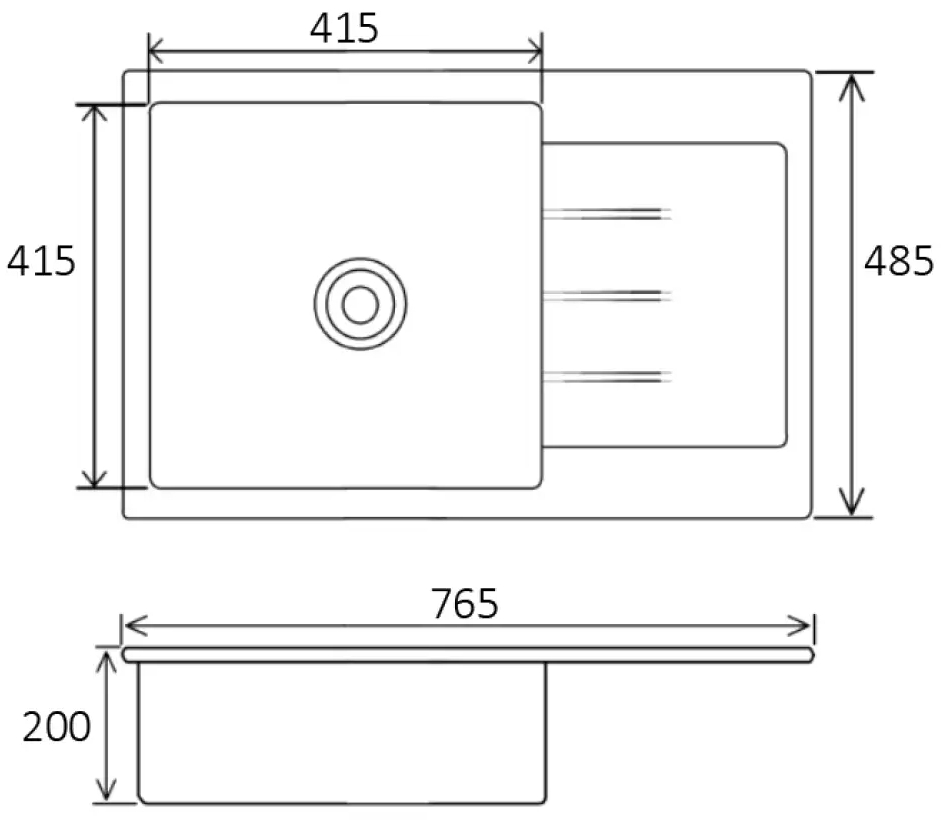 Ventolux Diamante 765x485x200 (Gray Quartz) Габаритные размеры