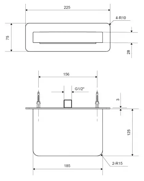 Excellent Krotos хром (AREX.8025CR) Габаритные размеры