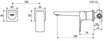 Excellent Keria черный (AREX.2014BL) Габаритные размеры