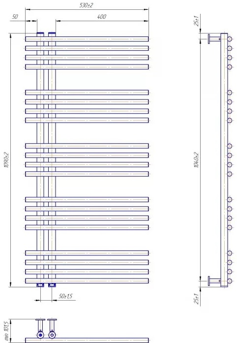 Mario INOX Премиум Марсель 1090x530/50 (1.073.044226.P) Габаритные размеры