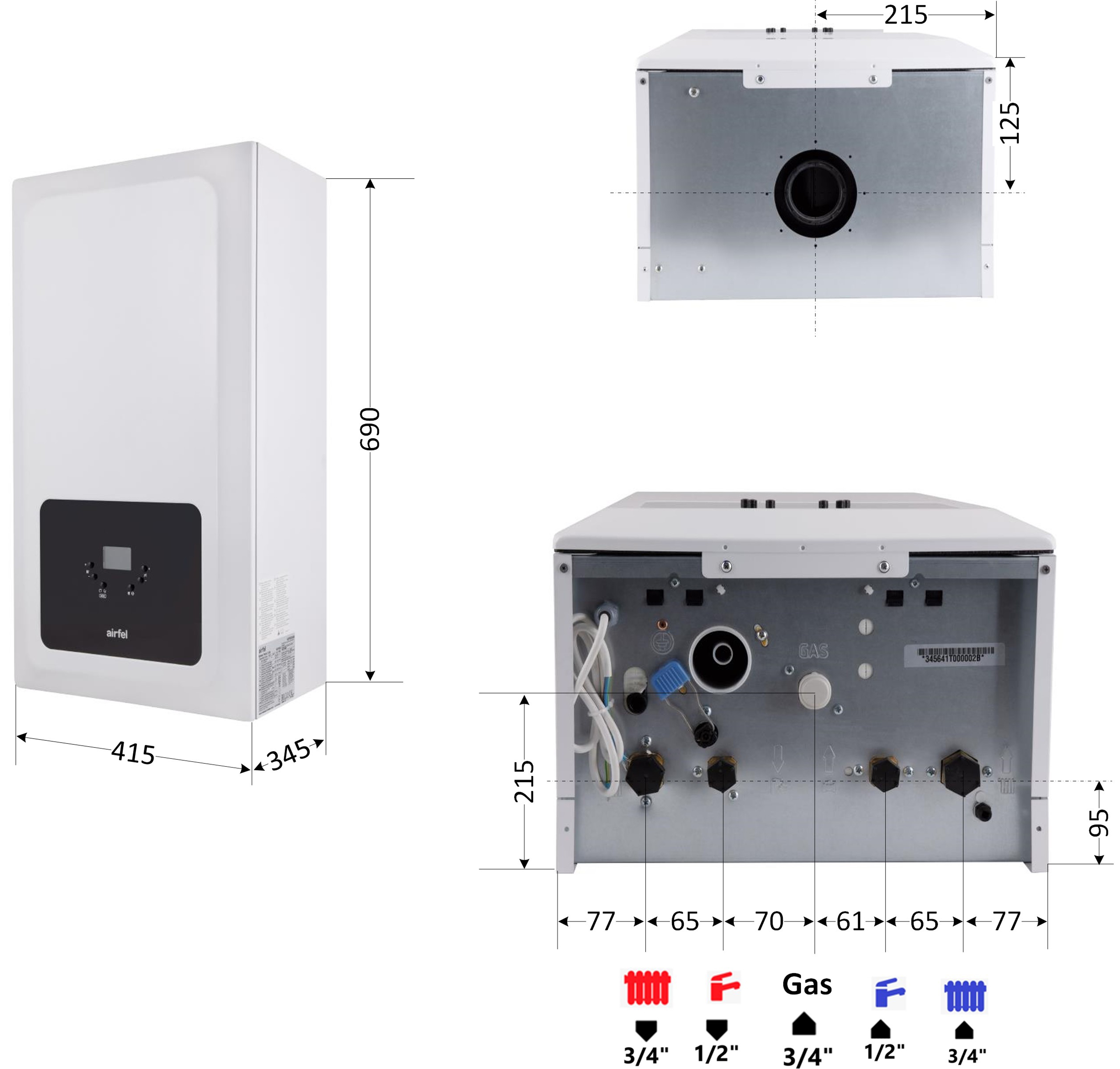 Airfel Optimum Premix 36 кВт Габаритные размеры