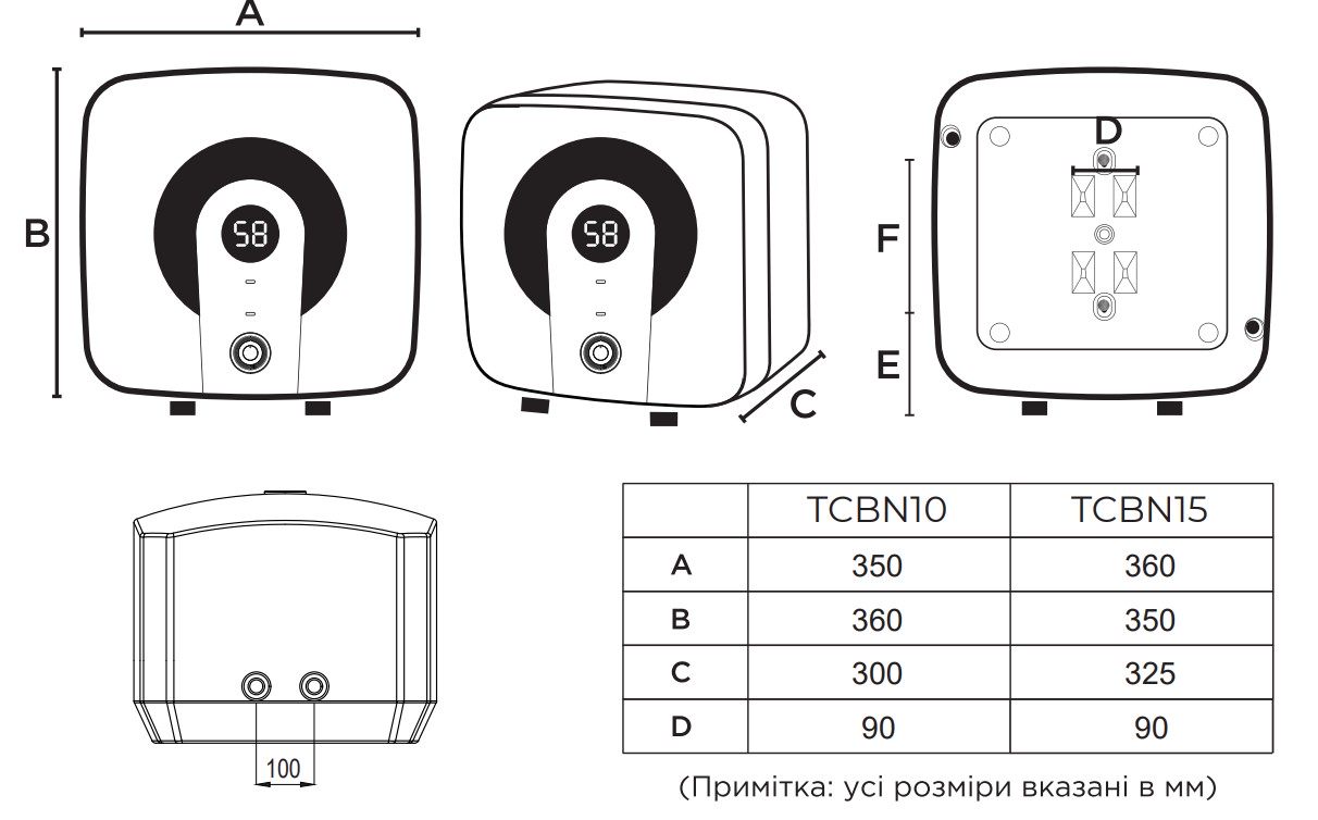 Tatra-Line Cube TCBN10-(U) Габаритные размеры