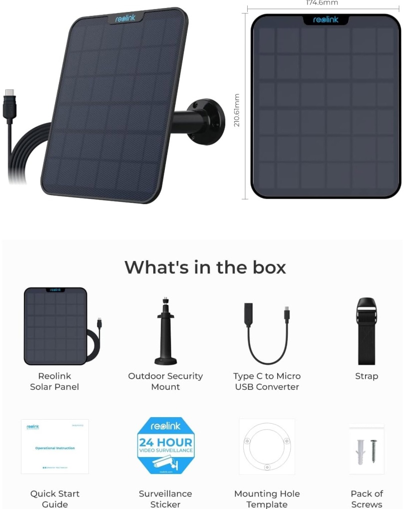 Сонячна панель Reolink Solar Panel 2 Black характеристики - фотографія 7